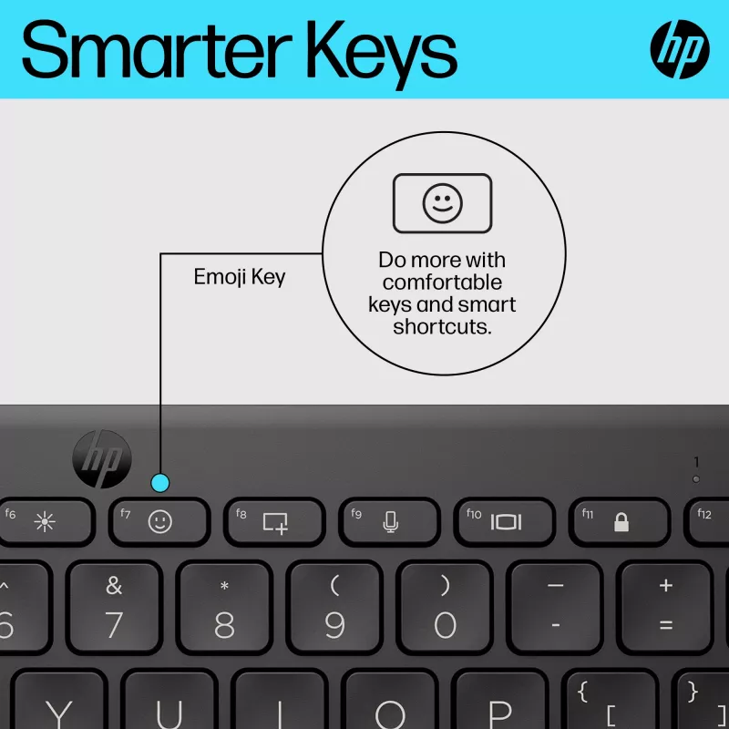 HP 350 Compact Multi-Device Bluetooth Keyboard, Wireless, Bluetooth, Mechanical, QWERTY, Black
