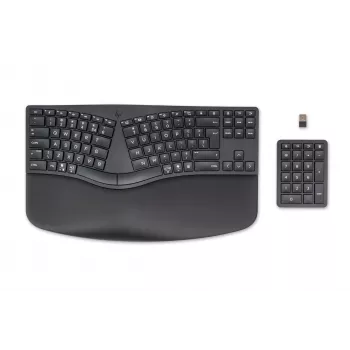 HP 960 Ergonomic Wireless Keyboard, Full-size (100%), Wireless, RF Wireless + Bluetooth, Membrane, QWERTY, Black