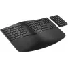 HP 965 Ergonomic Wireless Keyboard, Full-size (100%), Wireless, RF Wireless + Bluetooth, Membrane, QWERTY, Black