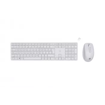 HP 650 Wireless Keyboard and Mouse Combo, Wireless, RF Wireless, Membrane, QWERTY, White, Mouse included