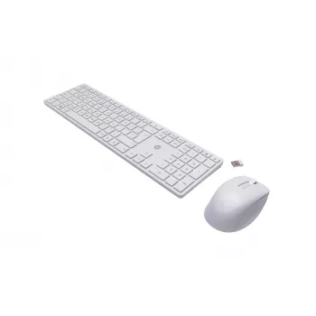 HP 650 Wireless Keyboard and Mouse Combo, Wireless, RF Wireless, Membrane, QWERTY, White, Mouse included