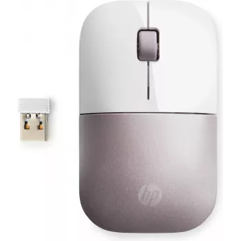HP Wireless Mouse Z3700 - White/Pink, Ambidextrous, RF Wireless, 1200 DPI, Pink, White