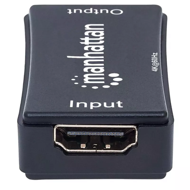 AV repeater Manhattan HDMI Repeater 4K@60Hz, 1xHDMI in/out, 600 MHz bandwidth, up to 40 m, micro‑USB power, black