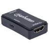 AV repeater Manhattan HDMI Repeater 4K@60Hz, 1xHDMI in/out, 600 MHz bandwidth, up to 40 m, micro‑USB power, black