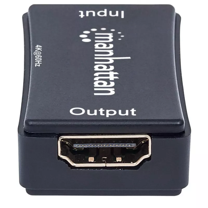 AV repeater Manhattan HDMI Repeater 4K@60Hz, 1xHDMI in/out, 600 MHz bandwidth, up to 40 m, micro‑USB power, black
