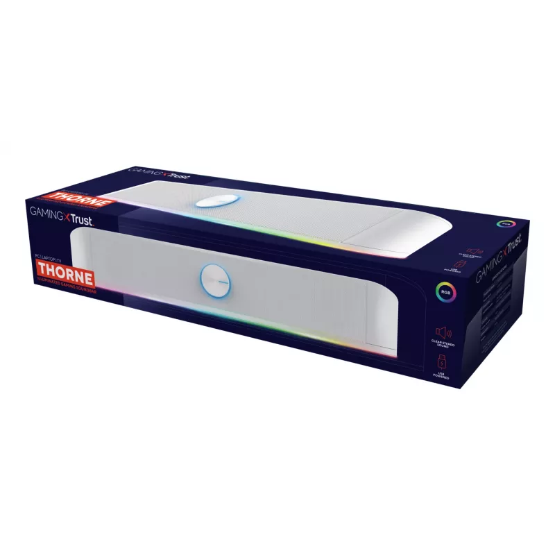 Trust RGB Illuminated Soundbar GXT 619W Thorne, 2.0 channels, 6 W, 12 W, 6 W, 10000 Ω, 4 Ω
