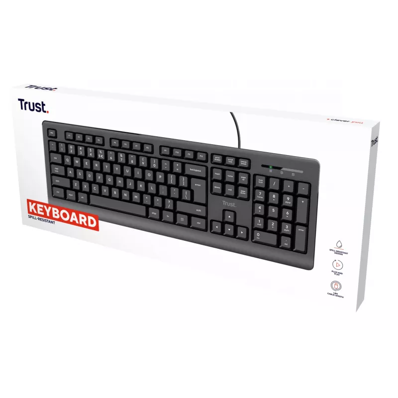 Trust 24639 keyboard Office USB No US English Black