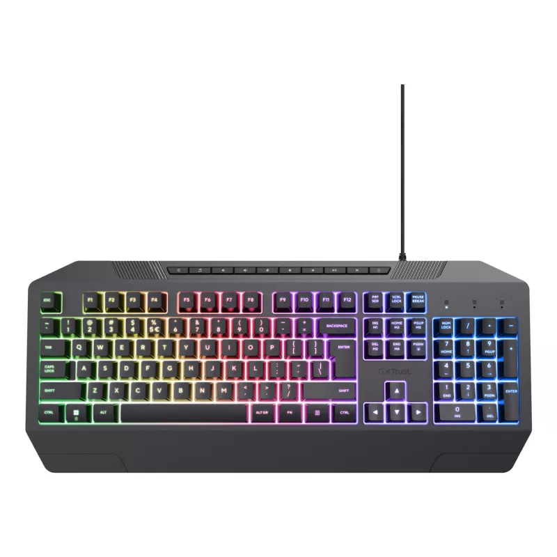 Wired gaming keyboard TRUST GXT 836 Evocx USB QWERTY US English, RGB backlight, wrist rest, 114 keys, 110% layout