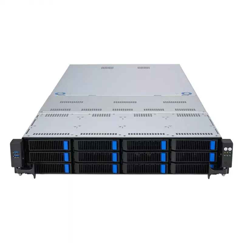 Rack server ASUS RS720A-E12-RS24U 2U Socket SP5, 2x CPU support, 24x 2.5 inch bays, 24 DIMM DDR5 slots, 2600W PSU, 10GbE