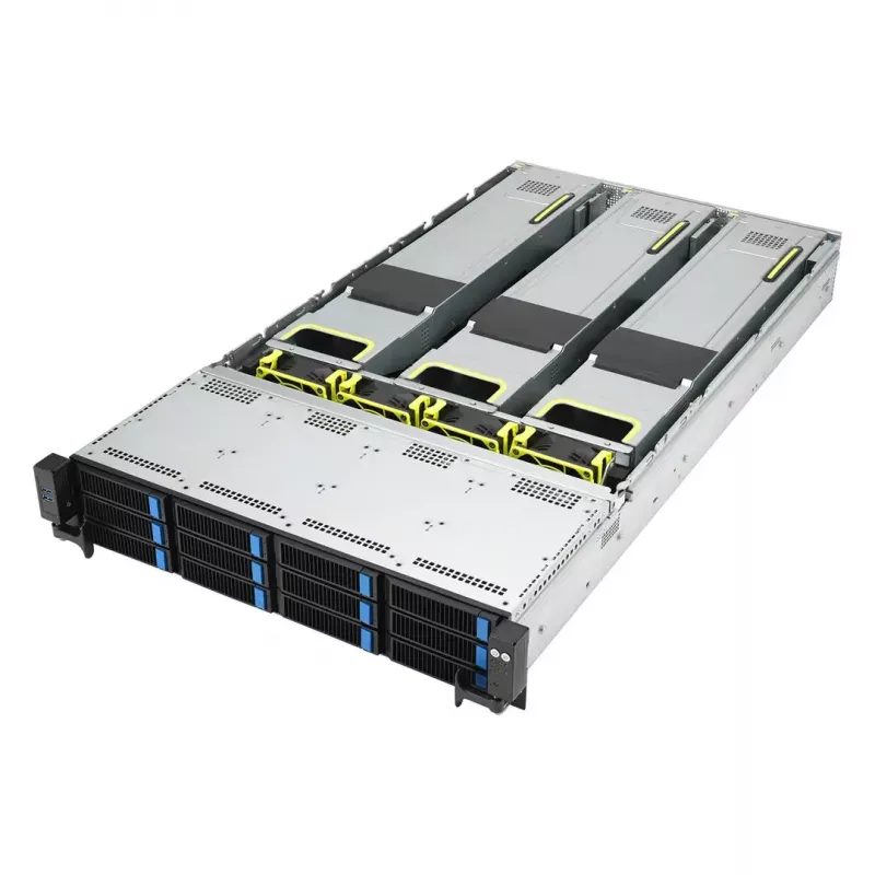 Rack server ASUS RS720A-E12-RS24U 2U Socket SP5, 2x CPU support, 24x 2.5 inch bays, 24 DIMM DDR5 slots, 2600W PSU, 10GbE