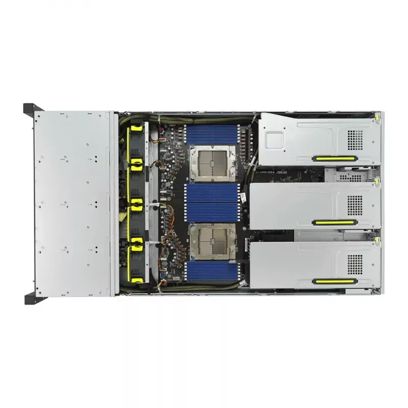 Rack server ASUS RS720A-E12-RS24U 2U Socket SP5, 2x CPU support, 24x 2.5 inch bays, 24 DIMM DDR5 slots, 2600W PSU, 10GbE