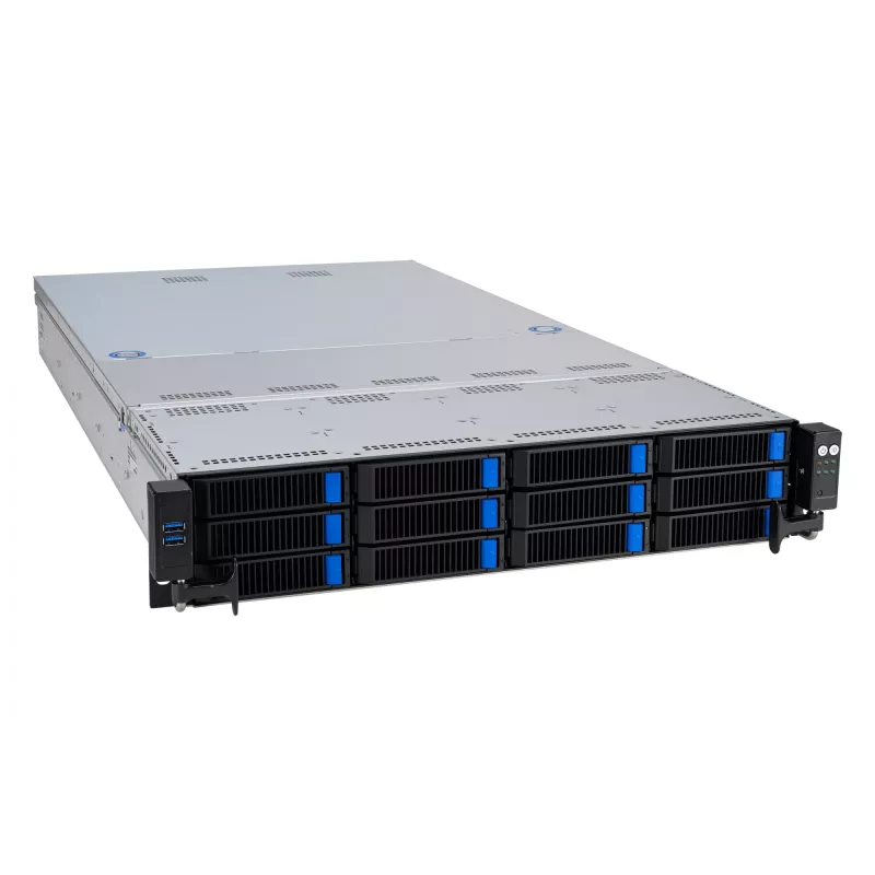 ASUS RS521A-E12-RS12U Socket SP5 Rack (2U) Black, Silver