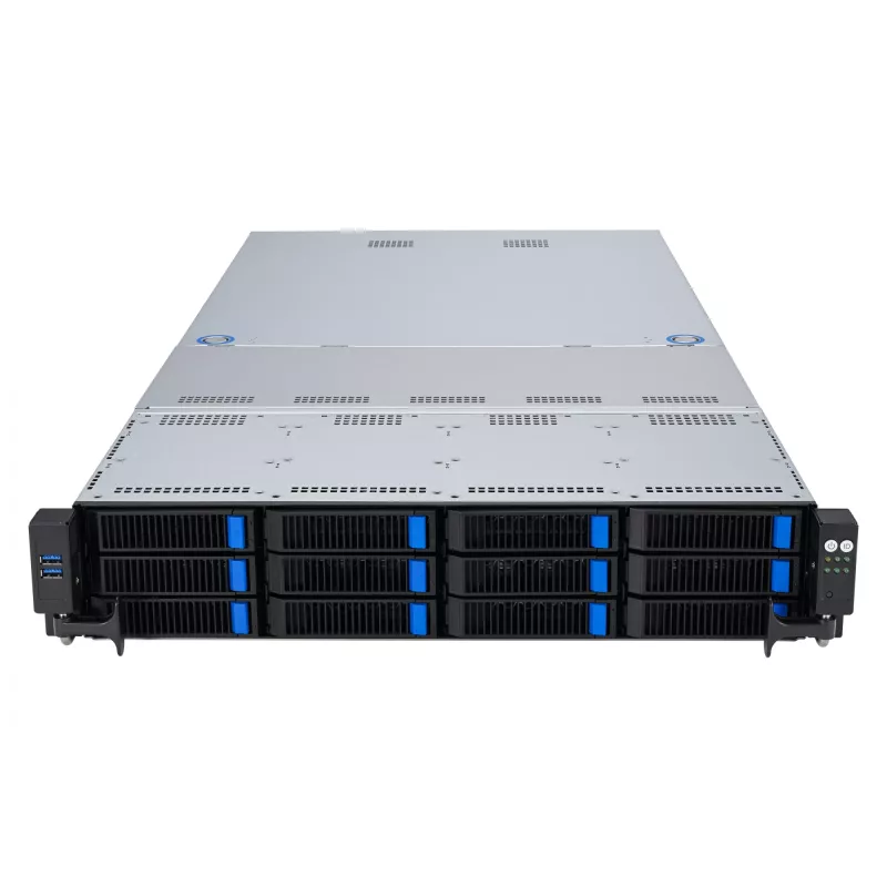 ASUS RS521A-E12-RS12U Socket SP5 Rack (2U) Black, Silver