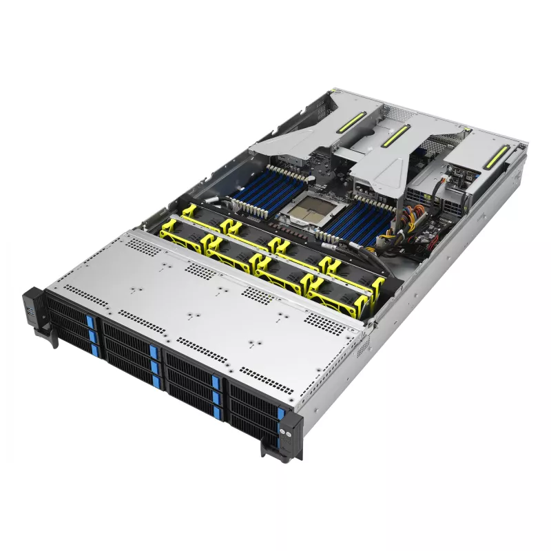 ASUS RS521A-E12-RS12U Socket SP5 Rack (2U) Black, Silver