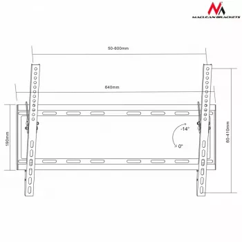 TV wall bracket MACLEAN MC-605, fixed tilt mount, VESA 75x75–600x400, up to 55 kg, for 32–80 in screens