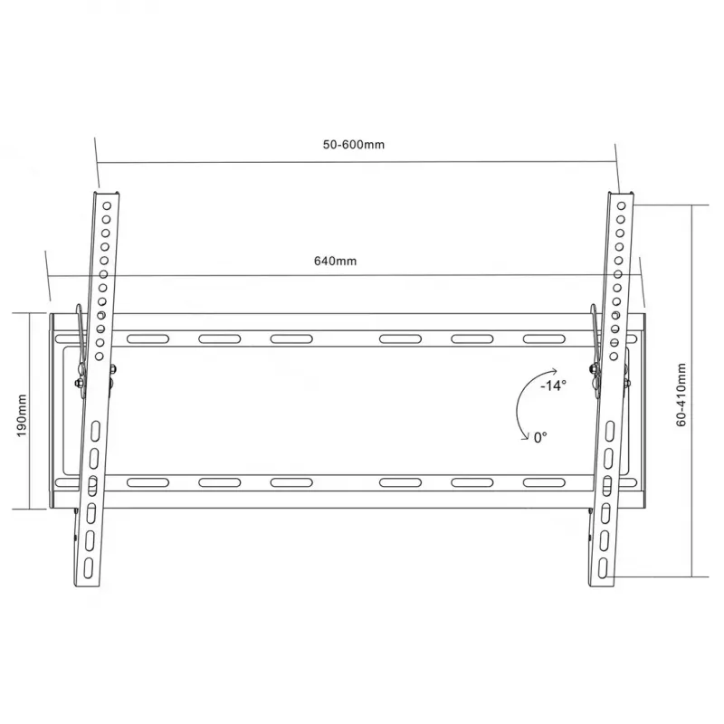 TV wall bracket MACLEAN MC-605, fixed tilt mount, VESA 75x75–600x400, up to 55 kg, for 32–80 in screens