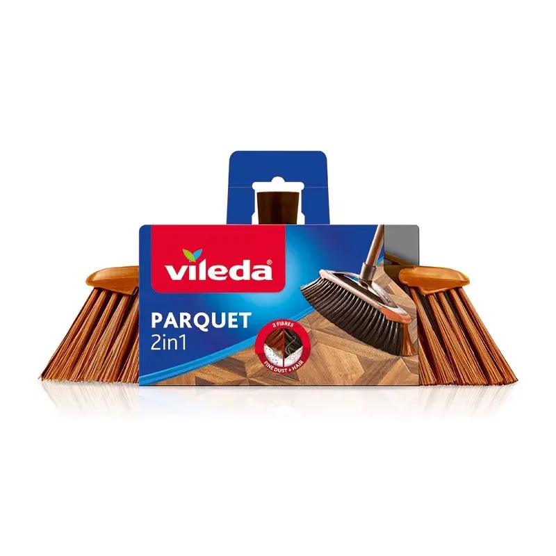 Indoor sweeping brush VILEDA model 136082 with soft/hard plastic bristles and handle, bronze