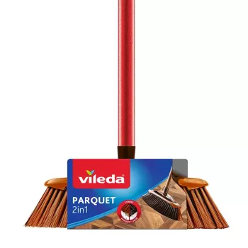 Indoor sweeping brush VILEDA model 136082 with soft/hard plastic bristles and handle, bronze