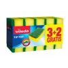 Sponge scourer VILEDA Tip-Top pack of 5, rectangular fibre pads 70×90×30 mm, yellow