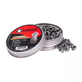 Airgun pellets RANGER CLAS03.45.500 — 4.5 mm diabolo, sharp grooved point, 500 pcs in aluminum dispenser