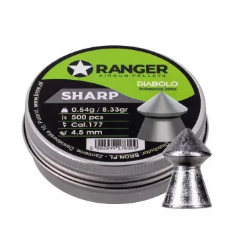 Gun pellets RANGER PRORO.45.500.S — 4.5 mm diabolo sharp point, 500 pcs, aluminum dispenser