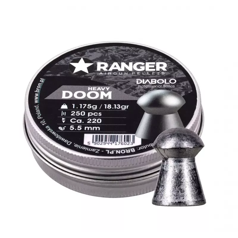 Gun pellets RANGER PRORO.55.250.DH Diabolo 5.5 mm, 250 pcs, silver, aluminum dispenser