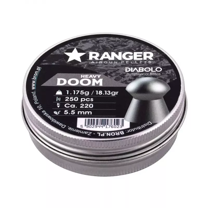 Gun pellets RANGER PRORO.55.250.DH Diabolo 5.5 mm, 250 pcs, silver, aluminum dispenser