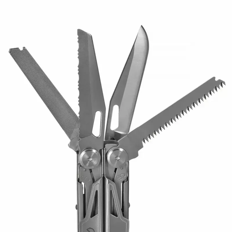 Multitool AZYMUT H2038 full-size multitool — 14 tools, 16.2 cm open, 10.1 cm folded, 264 g, 420/7CR13 steel, leather holster