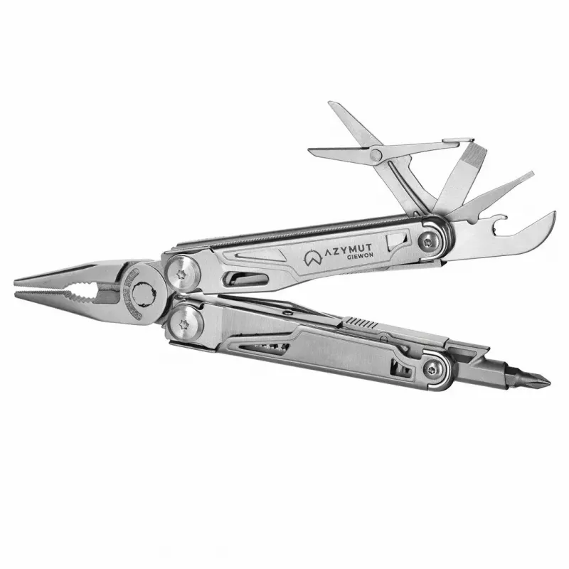 Multitool AZYMUT H2038 full-size multitool — 14 tools, 16.2 cm open, 10.1 cm folded, 264 g, 420/7CR13 steel, leather holster