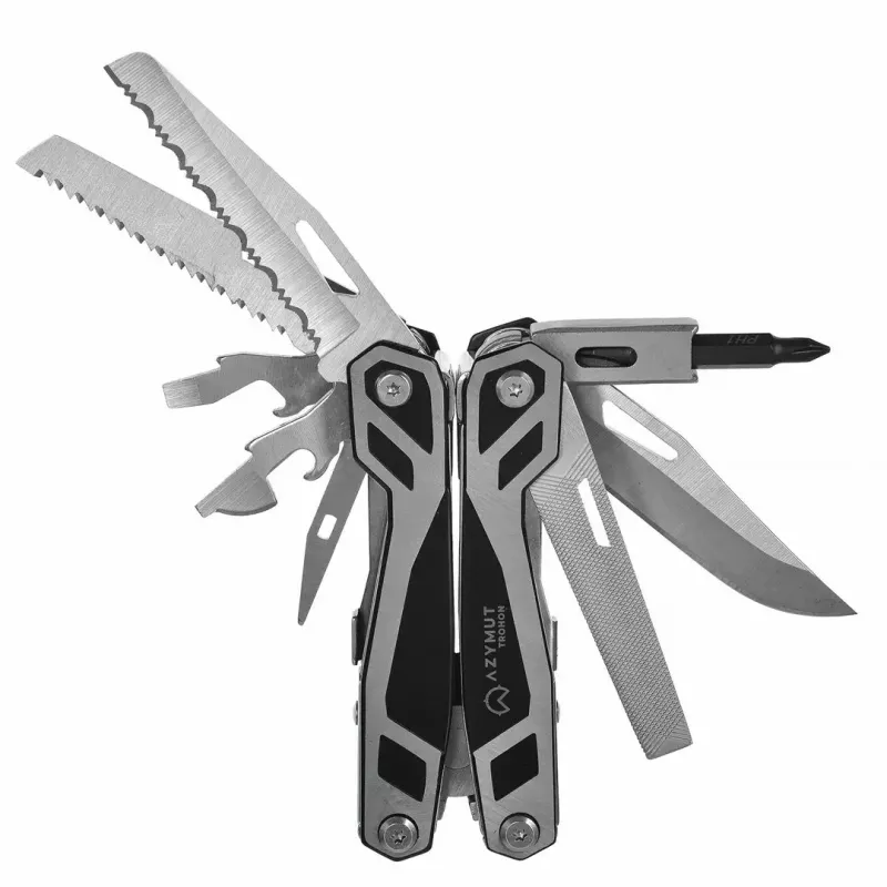 Multitool AZYMUT Trohon H-P2010121 — full-size 12-tool stainless steel pliers, 8 bits, fold 10.5 cm, 381 g