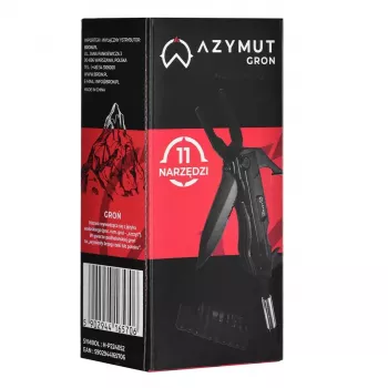 Multitool AZYMUT Gron — full-size multi-tool, 11 tools, 9 bits, stainless steel, folded 11 cm, extended 15.4 cm