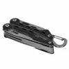 Multitool AZYMUT Turon 10-tools carabiner H-P224108 — stainless steel 420, 10 functions, folded 11 cm, weight 224 g, leather holster