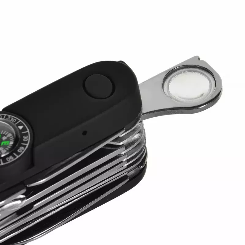 Pocket knife AZYMUT Tatron multifunctional folding knife 25 tools, stainless steel, 9 cm folded, 200 g, leather holster