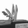 Pocket knife AZYMUT Tatron multifunctional folding knife 25 tools, stainless steel, 9 cm folded, 200 g, leather holster