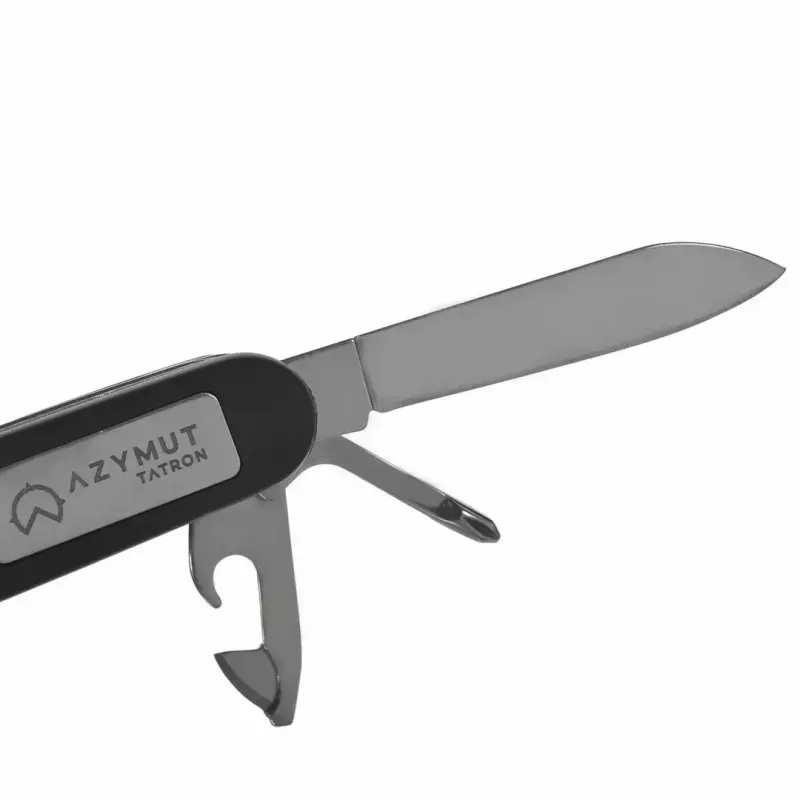 Pocket knife AZYMUT Tatron multifunctional folding knife 25 tools, stainless steel, 9 cm folded, 200 g, leather holster