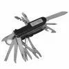 Pocket knife AZYMUT Tatron multifunctional folding knife 25 tools, stainless steel, 9 cm folded, 200 g, leather holster