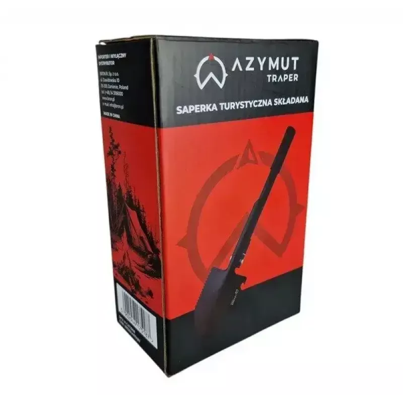 Folding tactical shovel AZYMUT Trapper — stainless steel, black, 410 mm, 565 g