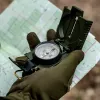 Navigational magnetic compass Mil‑Tec Mil‑Tec US with illumination, aluminium housing, scales 1:50k & 1:25k, olive