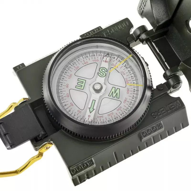 Navigational magnetic compass Mil‑Tec Mil‑Tec US with illumination, aluminium housing, scales 1:50k & 1:25k, olive
