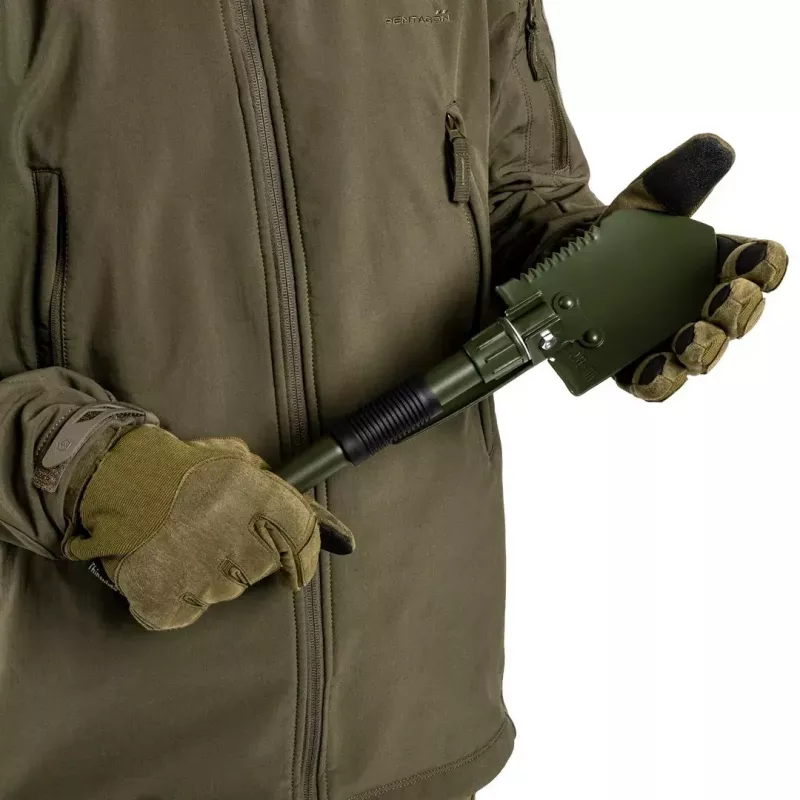 Folding Shovel Mil-Tec Mini II — compact entrenching tool, 405 mm length, 100 mm blade, 560 g, collapsible (15.5 x 10 x 6.5 cm)