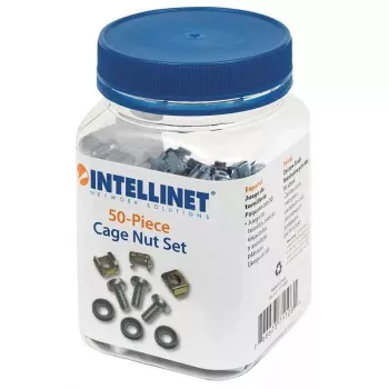 Cage nuts pack INTELLINET 711081 — plastic housing, silver, mounting kit, 10 g