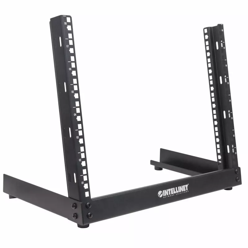 Intellinet 19 inch Network Rack - Open Frame (Desktop), 8U, Black, Flatpack