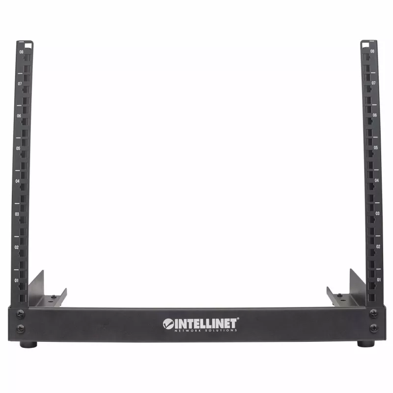 Intellinet 19 inch Network Rack - Open Frame (Desktop), 8U, Black, Flatpack