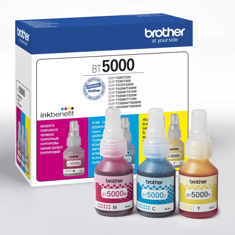 Ink cartridge pack Brother BT-5000C compatible, 3-color combo (Cyan, Magenta, Yellow), 3 pcs, 48.8 ml, 5000 pages