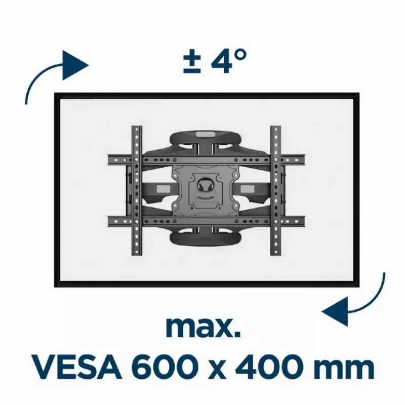 Wall TV mount Gembird WM-75ST-01 for 32 inch–75 inch screens, VESA 600x400, 45.5 kg, adjustable 4.9–49.1 cm, tilt -5°–8°