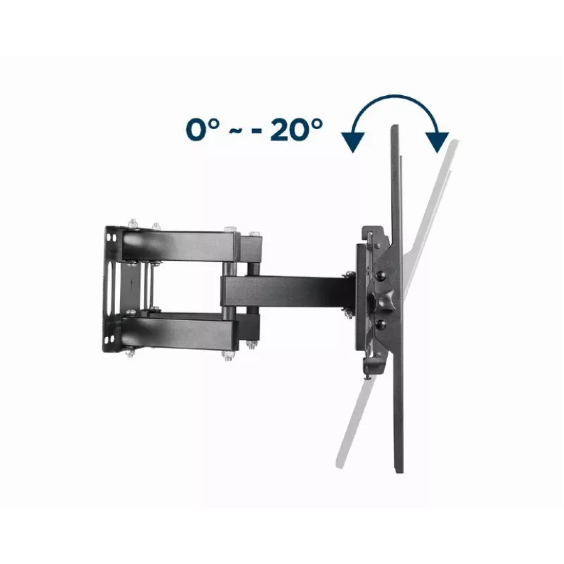 Wall TV mount GEMBIRD WM-70ST-01 for 37 inch–70 inch screens, tilt 0° to -20°, swivel ±60°, VESA 200×200–600×400, max 35 kg, black