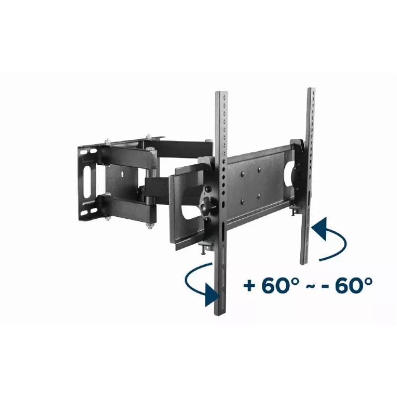 Wall TV mount GEMBIRD WM-70ST-01 for 37 inch–70 inch screens, tilt 0° to -20°, swivel ±60°, VESA 200×200–600×400, max 35 kg, black