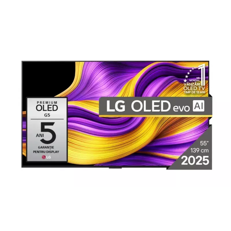 LG OLED evo AI OLED55G51LW 55 inch 4K Ultra HD Smart TV with Dolby Vision, Dolby Atmos, 120Hz, webOS, Wi-Fi, Bluetooth, Silver