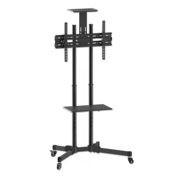 Floor TV & Monitor Mount Trolley Stand MANHATTAN 461238, mobile, black, height 1803 mm, VESA 200x200–600x400, max 50 kg
