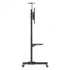 Floor TV & Monitor Mount Trolley Stand MANHATTAN 461238, mobile, black, height 1803 mm, VESA 200x200–600x400, max 50 kg